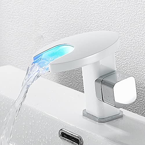 Robinet de lavabo anti-brûlure à cascade LED en laiton pour éviter les accidents
