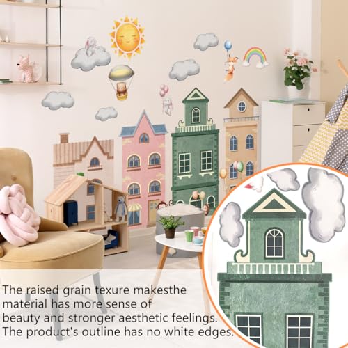 Vinilos decorativos removibles con animales y casas miniatura 3