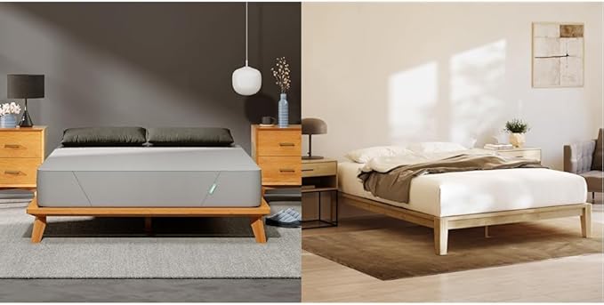 Siena 14” Twin XL Mattress & 2 Bonus Pillows with Bamboo Bed Frame - Natural Color - Medium Firm Memory Foam - Premium Pressure Relieving Layers - Easy Tool Free Set Up - Holds Up to 500 Pounds