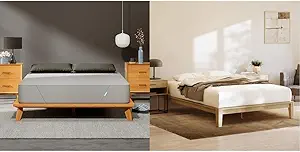 Siena 14” Twin XL Mattress & 2 Bonus Pillows with Bamboo Bed Frame - Natural Color - Medium Firm Memory Foam - Premium Pressure Relieving Layers - Easy Tool Free Set Up - Holds Up to 500 Pounds