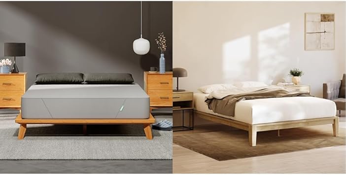 Siena 14” Twin XL Mattress & 2 Bonus Pillows with Bamboo Bed Frame - Natural Color - Medium Firm Memory Foam - Premium Pressure Relieving Layers - Easy Tool Free Set Up - Holds Up to 500 Pounds