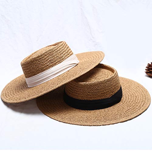 homozy Chapéu Panamá de Palha Elegante para Mulheres Chapéu de Sol Balde Dobrável Chapéu - Preto