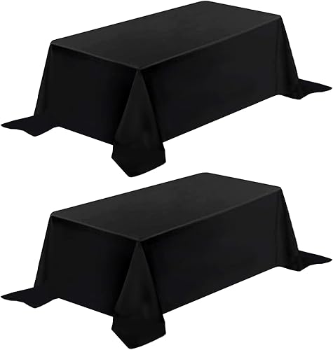Fixwal Paquete de 2 manteles rectangulares color negro, manteles de tela de poliéster de 90 x 156 pulgadas, manteles lavables para cocina, mesa de