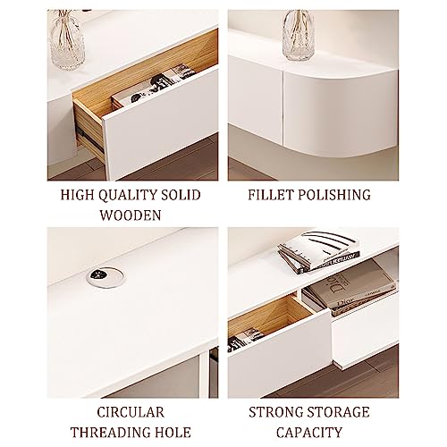 Meuble TV réglable en hauteur avec étagère flottante et portes de rangement de 140 cm - 6