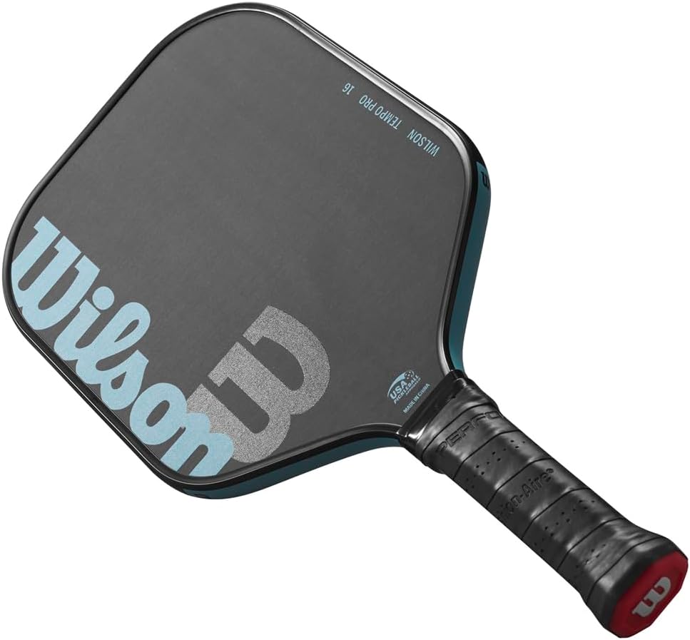WILSON Tempo Series 16mm Pickleball Paddles - Grip Size 2-4 1/4", Black/Blue