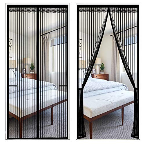 LHXFAN Moustiquaire pour Portes à Fermeture Aimantée,130X220CM Fermeture Automatique Mailles ultra fine pour Couloirs, Portes, Patio/Noir Cover