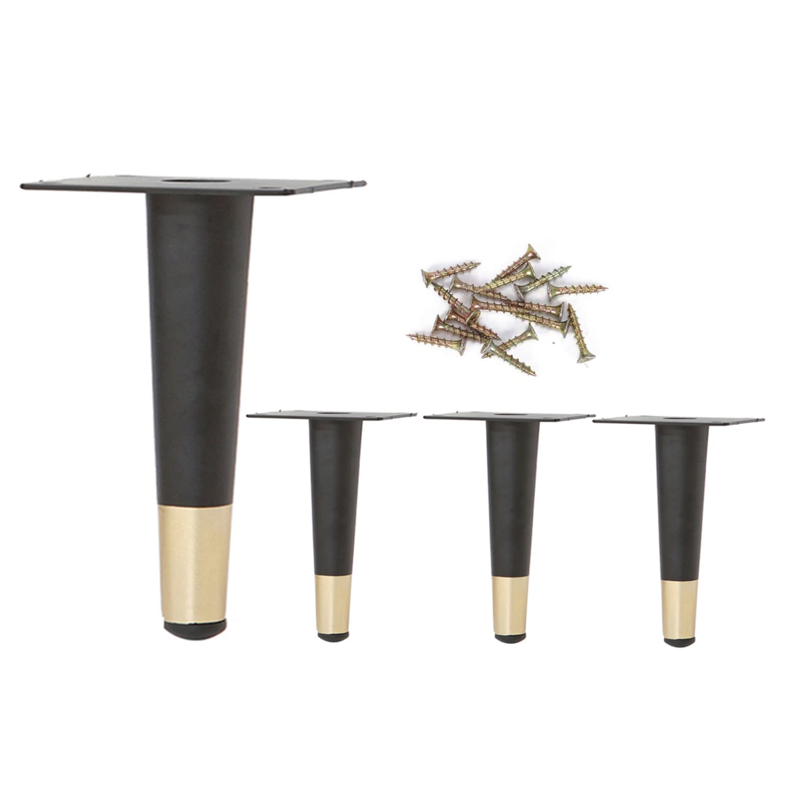 KOOEIN Metal Furniture Legs,cabinet Legs,wear-resistant Table Legs,replaceable Furniture Feet,black,gold,set of 4,coffee Table Legs,simple,delicate,B+G-Straight-10cm/4in