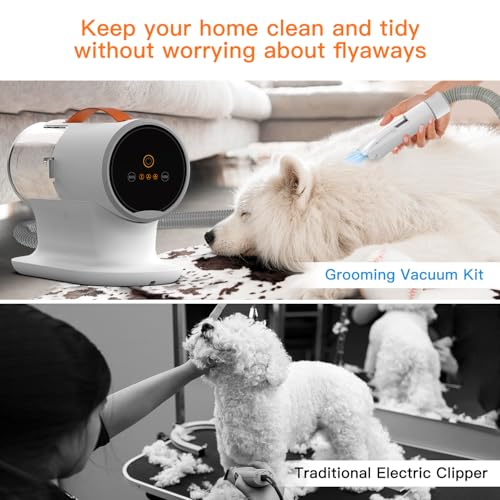 Dog Vacuum for Shedding Grooming, 12000pa Suction Dog Hair Vacuum, Dog Grooming Kit with 2l Dust Cup, Low Noise, 3 Levels, 5 Grooming Tools