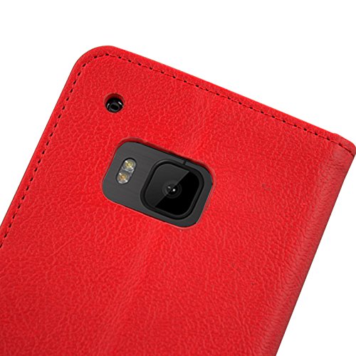 Jumbl Slim Leather Wallet Case – Models Available For Htc M9 – Inner Hardshell Case Offers Enhanced Protection - Red #TOP1