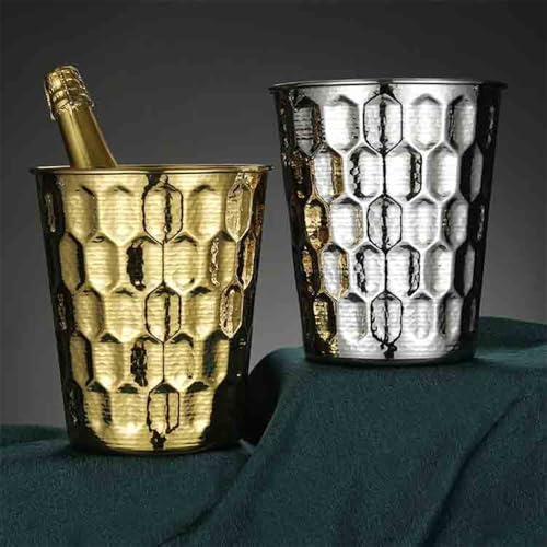 Cubo de hielo de gran capacidad en acero inoxidable dorado con relieve 4