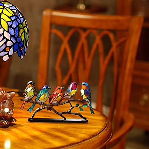 Pássaros vitrais no ramo - Ornamento dos pássaros do ramo do vitral,Decoração de longa duração em ac