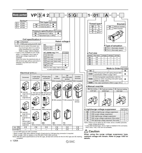 Electrovanne pneumatique VP342R-3DZ1-02A pour commande d'air
