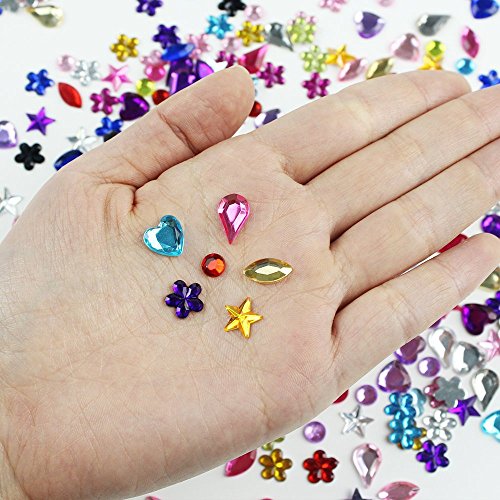 Jpsor 600Pcs Craft Gemstone Acrylic Flatback Rhinestones Jewels For Crafting Embellishments Gems, 9 Shapes, 6-13Mm #TOP1