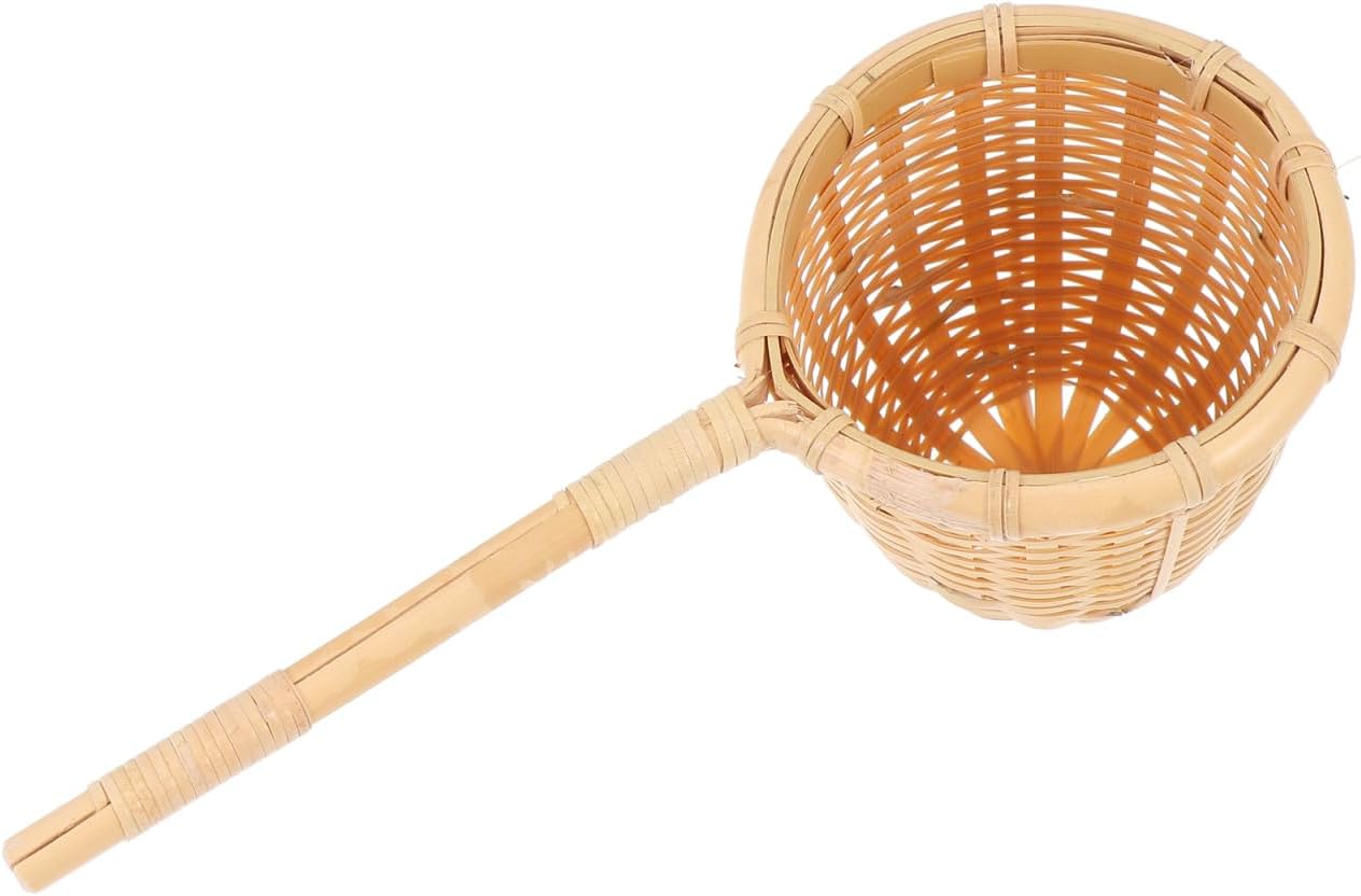 BESTOYARD Bamboo Tea Filter Tea Strainer for Loose Leaf Fine Hole Infuser with Handle Fits Teapot Teacup Mug Chinese Accessory 7.08 X 3.14 X 2.75 in