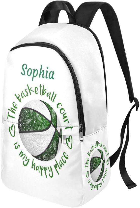 Personalized Green Basketball Backpack with Name Custom Travel Bag for women Men