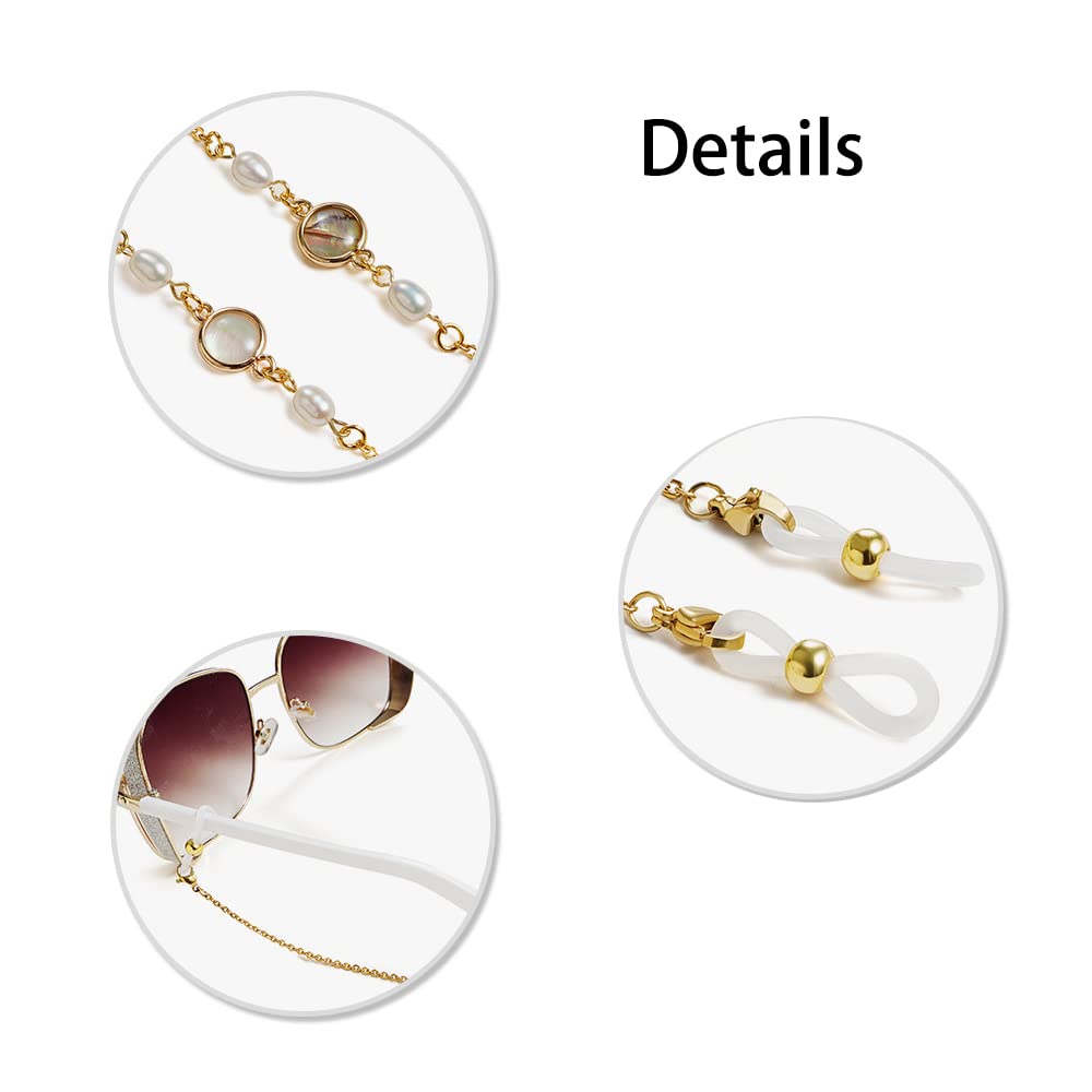 Brillenketten, Sonnenbrillen-Gurthalter, Muscheln und Perlen, Brillen-Haltekette for Damen,Brillenketten