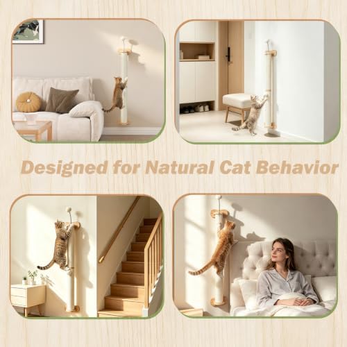 EMUST Wall Mounted Cat Scratcher 32.9", Sisal Post for Space Saving — view 6