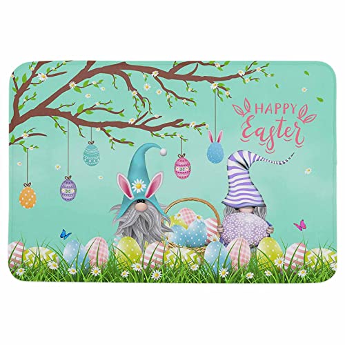 Teather Gnome Easter Eggs Bath Rugs Daisy Flower Butterfly Sponge Doormat Absorbent Non Slip Backing Durable Soft Flannel Mat Memory Foam Mats Carpet Bathroom Kitchen, 18 X 30 Inches, 18Inch X 30Inch #TOP7