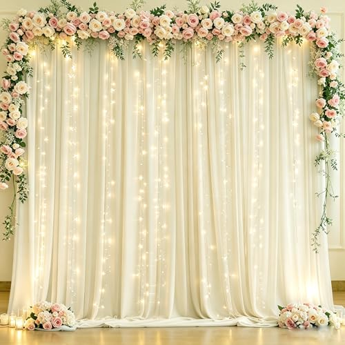 Cortinas de Fondo Marfil 10x10ft con Luces para Fotografía miniatura 1