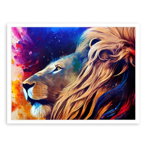 Kit diamond painting Lion 50 x 40 cm avec strass premium haute brillance