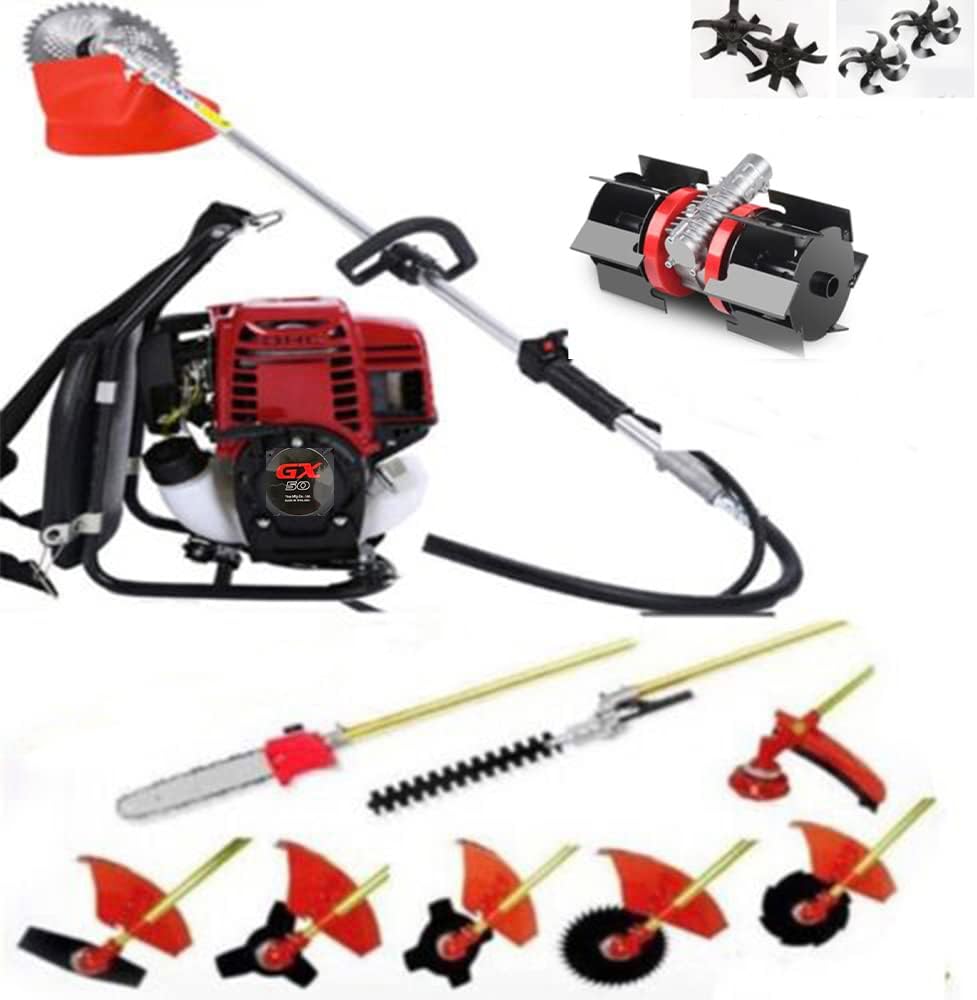 GX50 Backpack 12 in 1 Brush Cutter Weed Eater Chain Saw Lawn Mower Hedge Trimmer