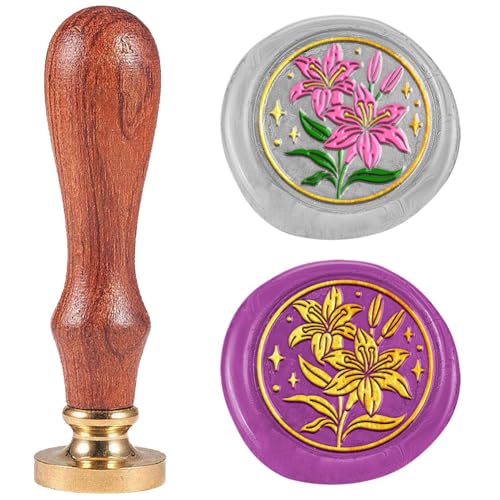 DELORIGIN Lily Flower Wax Seal Plants Stamp Embossed Stamp Sealing Removable 1