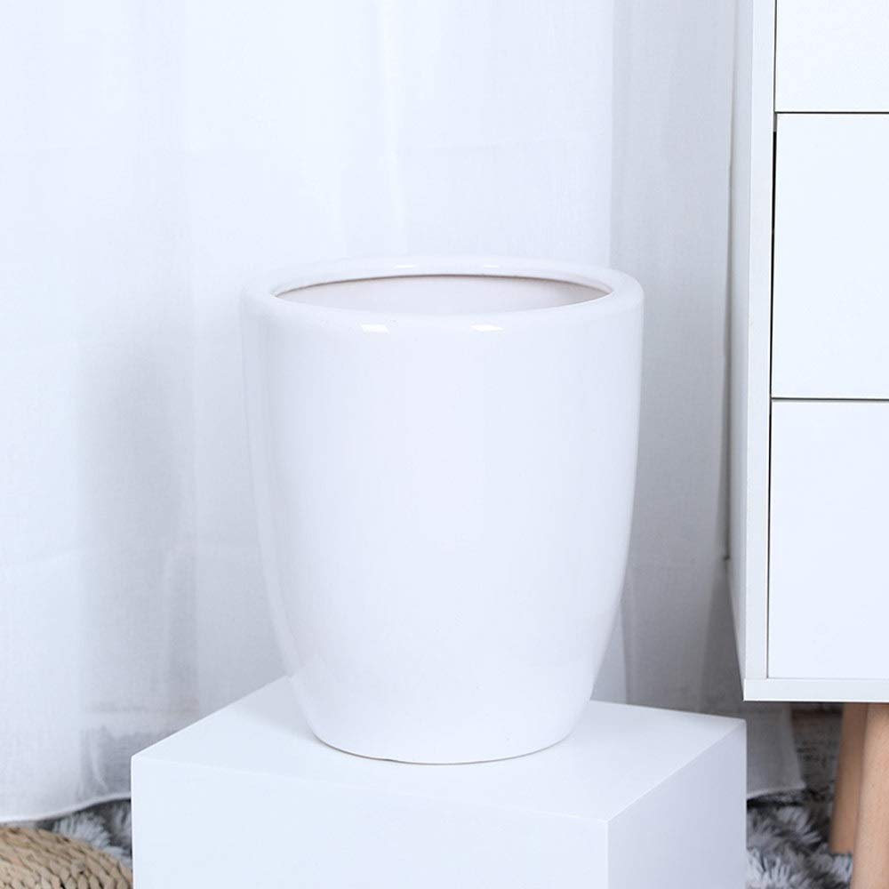 Doniczka zewnętrzna Prosta biała doniczka Ceramiczna duża donica podłogowa Duża wentylowana kamionka Doniczka ceramiczna Nowoczesne pojemniki na rośliny (biały L)