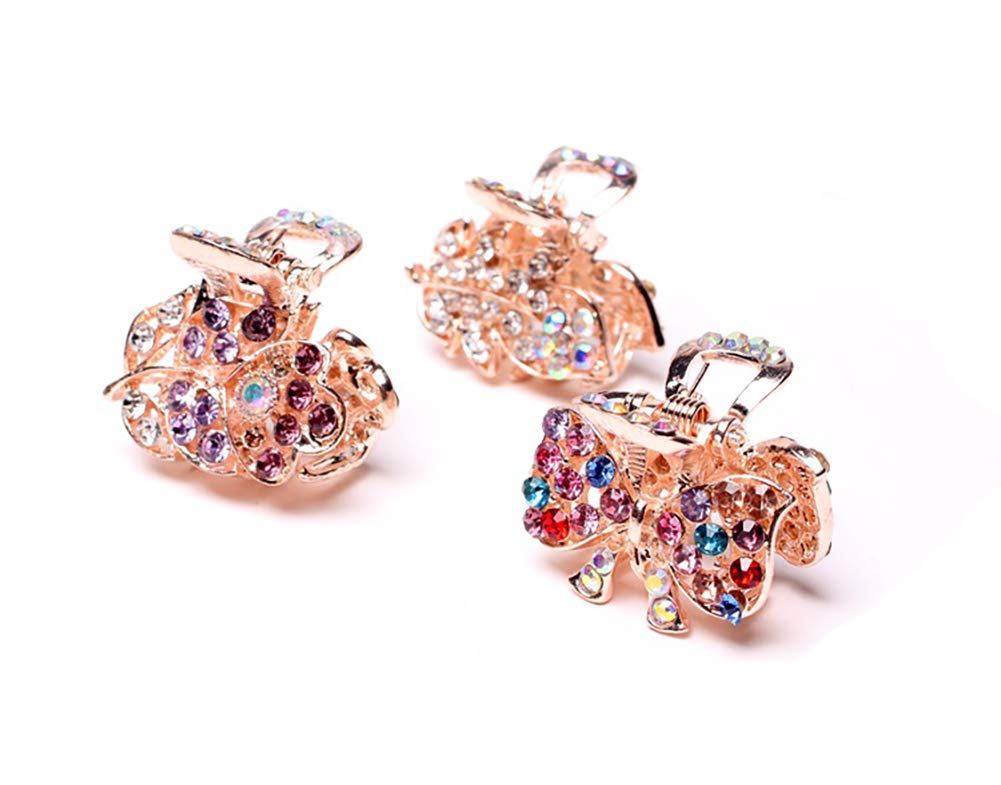 6 PCS Women Lady Alloy Rhinestone No-Slip Mini Hair Claw Small Bang Jaw Clip Hair Clamp Hair Grip Hair Pin (A#) - Image 4