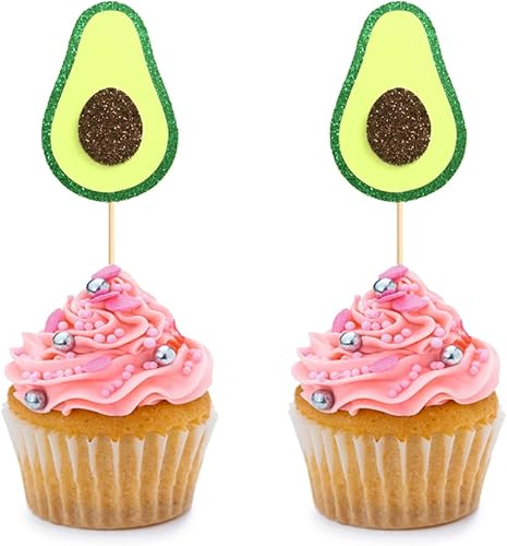 24 adornos para cupcakes de aguacate y frutas para fiesta, fiesta de frutas, aguacate feliz, guacamole, fiesta de cumpleaños, boda, baby shower,