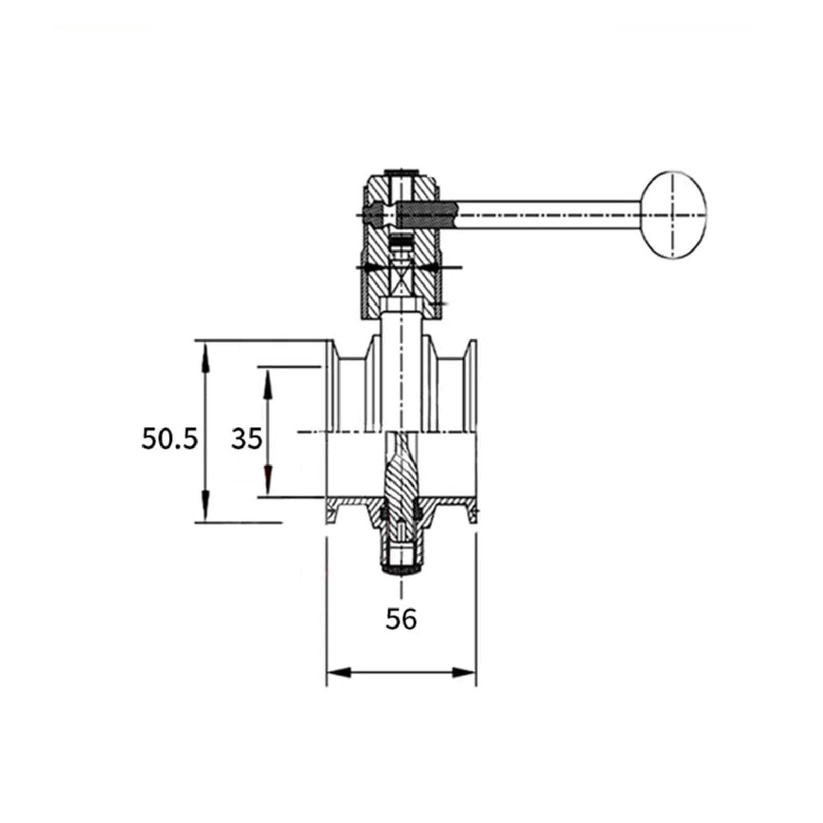 1-5 cali 38 mm SS304 sanitarny zawór sanitarny 3,8 cm (1,5") 38 mm