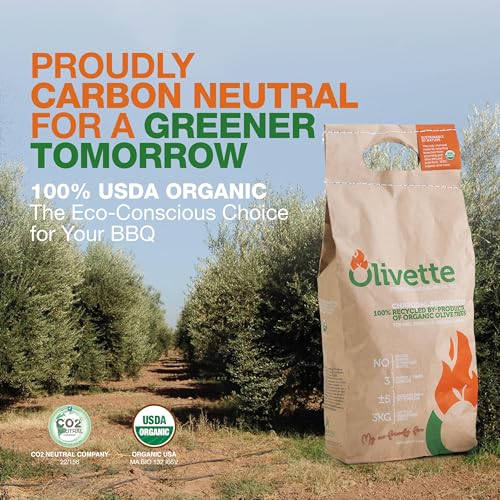 Image of OLIVETTE Organic BBQ Charcoal Briquettes, 4-Bag Case, 6.6 lb Each