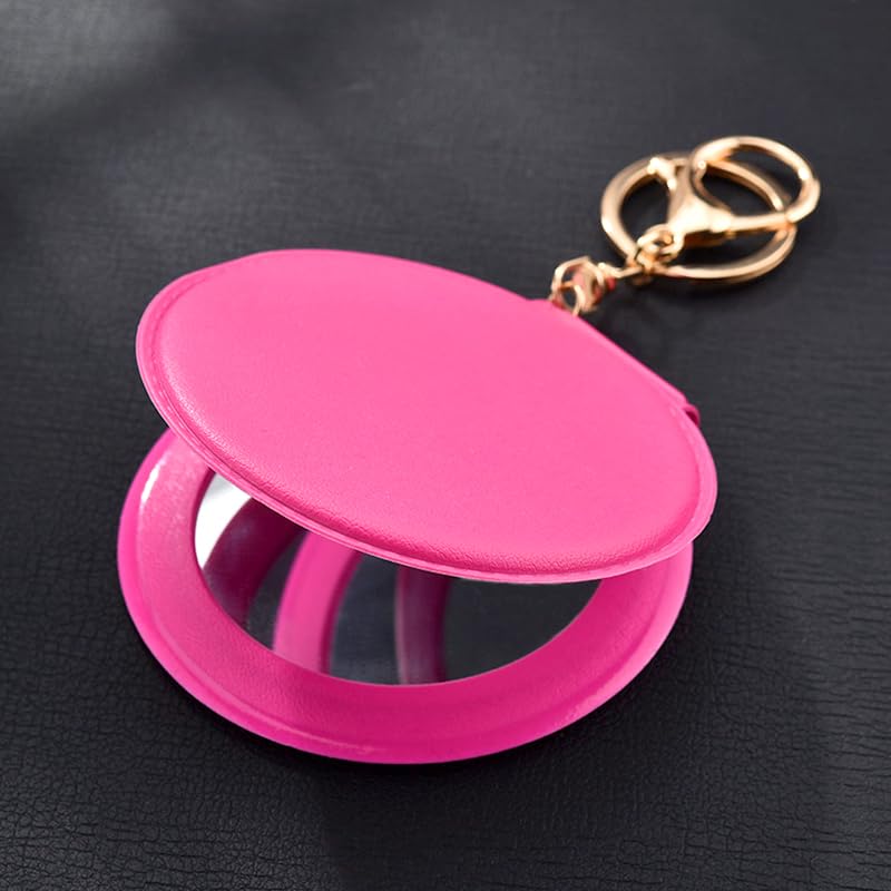 1 x Small Mirror Keychain with Colorful Cover, DIY Car Keys Accessories, Tote Bag Charms, Handbag Pendant Ornament