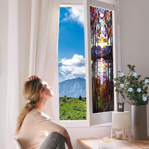 Vinilo para ventanas opaco estilo bosque rústico 35.4x63 in miniatura 5