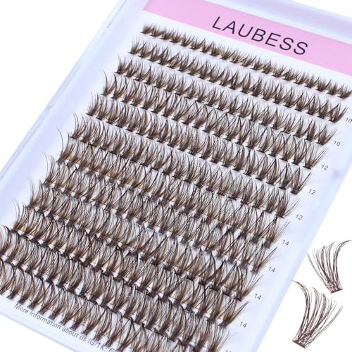 Image of Colored Lash Clusters LAUBESS Dark Brown Colored Eyelash Clusters Wispy Colored Lash Extensions Colorful Lash Clusters Individual Lashes (Brown 40D-0.07D-Mix8-16)