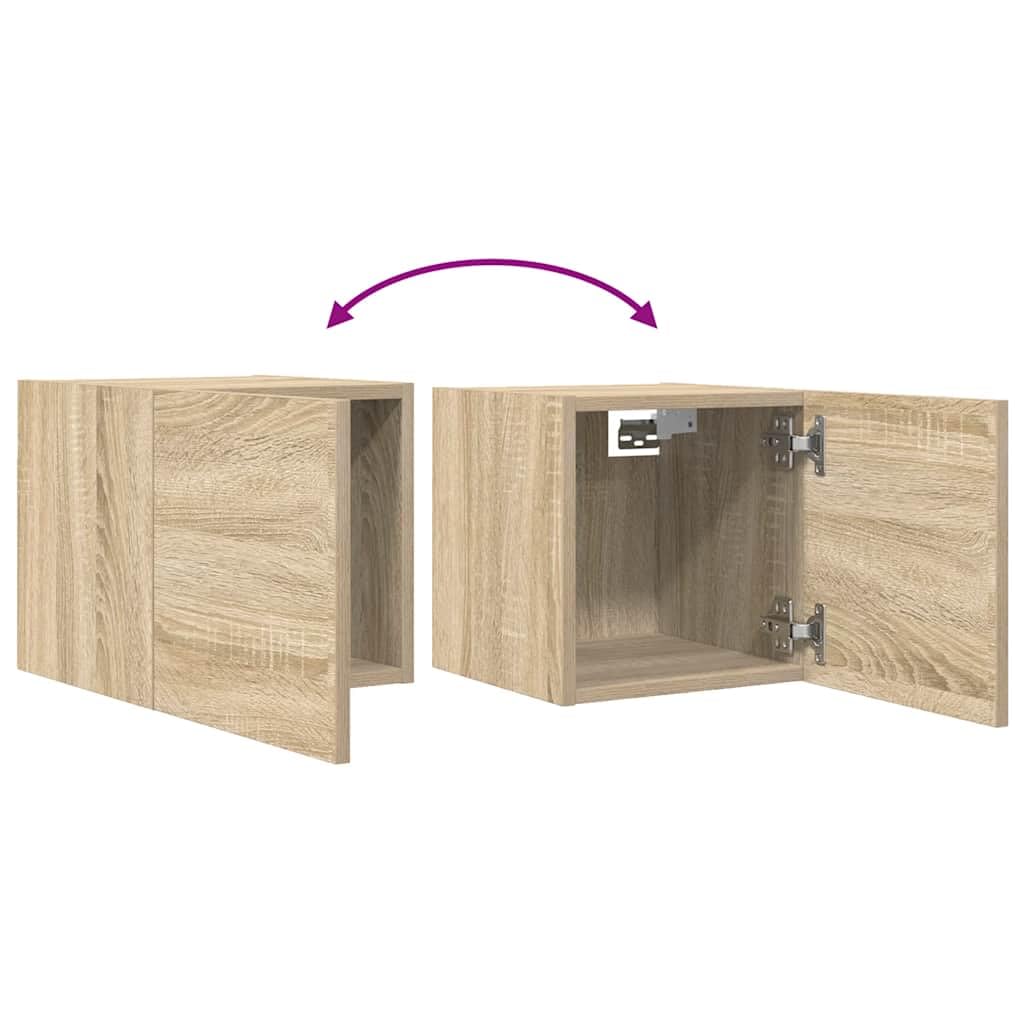 Szafka ścienna pod telewizor, dąb Sonoma, 30,5 x 30 x 30 cm, szafka wisząca do salonu, nowoczesna podstawka pod telewizor, konsola multimedialna, wytrzymała szafka z materiału drewnopochodnego