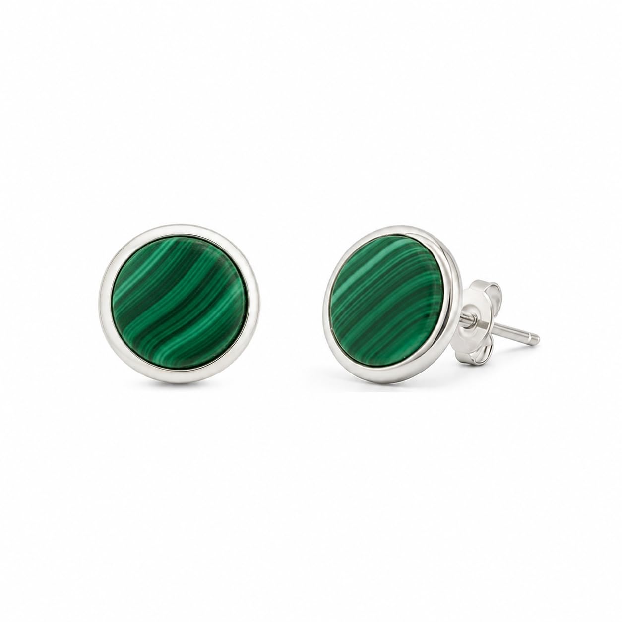 Orecchini a bottone con pietre preziose PURAJA in argento sterling 925: Pietra di luna | Orecchini con pietre preziose da donna con chiusura a bottone | Adatto alle persone allergiche