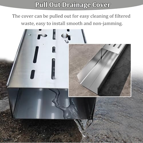 Canaux de drainage 5 pièces avec grille en acier inoxydable 10x5cm pour évacuation d'eau