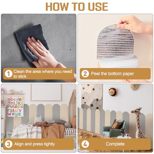 6 Stück 3D Wandpaneele,56x15cm XPE-Schaum Wandpolsterung Selbstklebend Polsterpaneel Antikollision Wandpolster für Schlafzimmer,Kinderzimmer (Hellgrau)