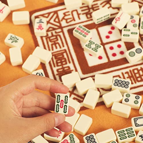 Travel Mini Mahjong Set(0.9’’), Chinese Mahjong Game Set With 146 Ivory Tiles, A Brown Carrying Case, Portable & Lightweight For Travel Family Leisure Time(Mah Jongg, Mah-Jongg, Majong, Majiang) #TOP7