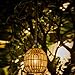 Livinlarge Hanging Solar Lantern Outdoor Waterproof, Large Solar Rattan Lantern Outdoor with Twine Handle, Bright Outdoors Hanging Lights with Edison Bulb for Garden Patio Yard Decoration