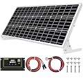 Topsolar 100W 12V Solar Panel Kit Battery Charger 100 Watt 12 Volt Off Grid System for Homes RV Boat + 30A Solar Charge Controller + Solar Cables + Brackets for Mounting