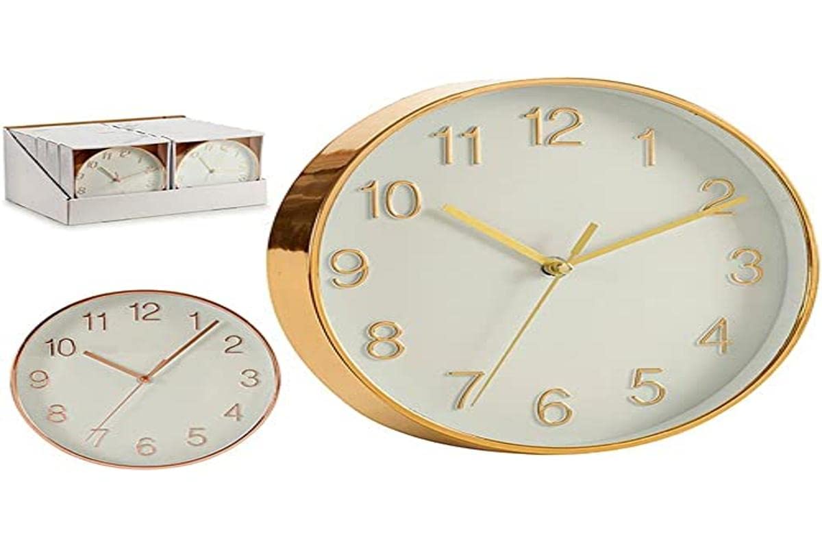 AR Round Wall Clock with Metal Design, 19 x 19 cm