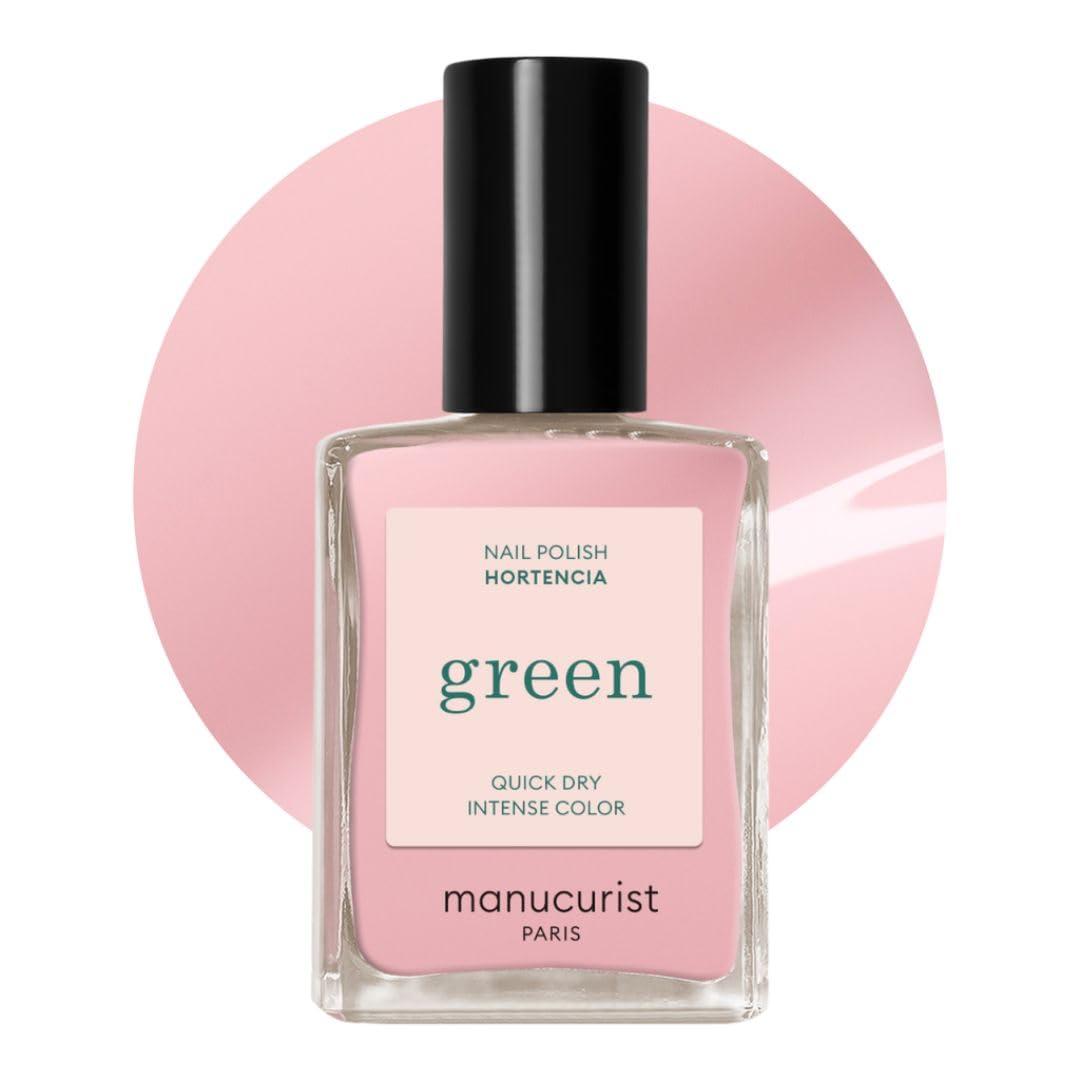 Manucurist - Green Smalto Unghie Rosa Pallido Hortencia - Smalto per Unghie Classico 9-​Free - Vegano e di Origine Biologica (80%) - Manicure Professionale - 15ml - Nail Polish