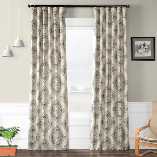 HPD Half Price Drapes Printed Room Darkening Curtains for Bedroom Living Room 50 X 120, BOCH-KC27B-120 (1 Panel) Henna Black