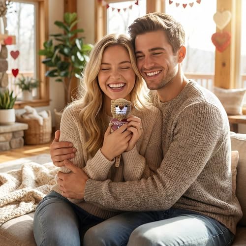 Image of Cute Crochet Otter Valentine's Day Gift - Handmade Love Otter Holding Heart - Romantic inchto My Otters Half inch Gift for Him or Her - Valentine Keepsake for Wife, Husband, Girlfriend or Boyfriend