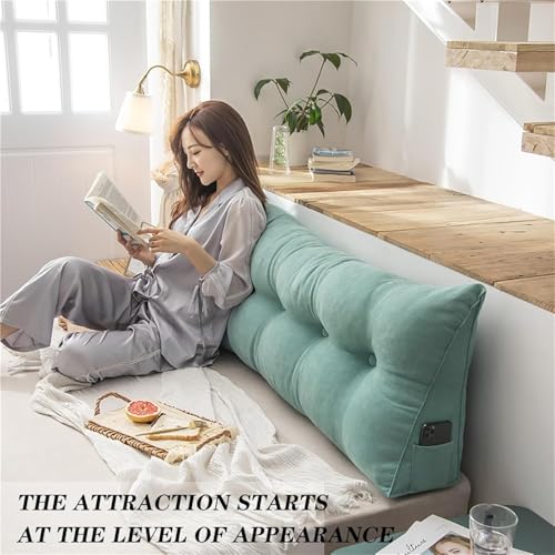 Image of aeTHEric Triangular Headboard Pillow /Wedge Pillow /Backrest Reading Bolster /Triangular Pillow Sofa Back Soft Pack Bed Large Protection Waist (100cm x 20cm x 50cm)
