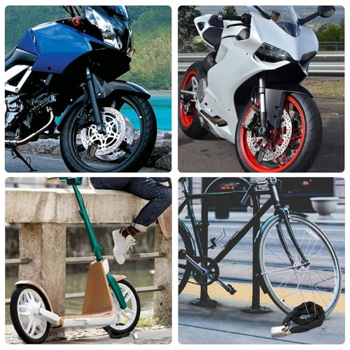Justech Candado Moto Disco con 2 Modos de Alarma 110 DB+Candado de Cadena para Moto con Cable de Recordatorio y Bolsa de Transporte, Antirrobo Moto Impermeable de Alta Seguridad para Motos,Bicicletas - imagen 6