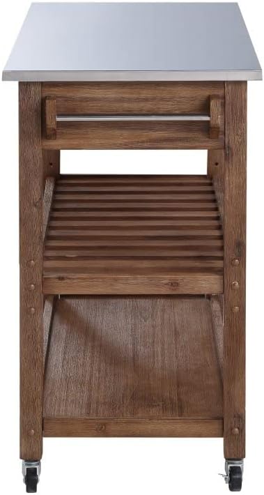 Sonoma Kitchen Cart with Stainless Steel Top [Barnwood Wire-Brush]
