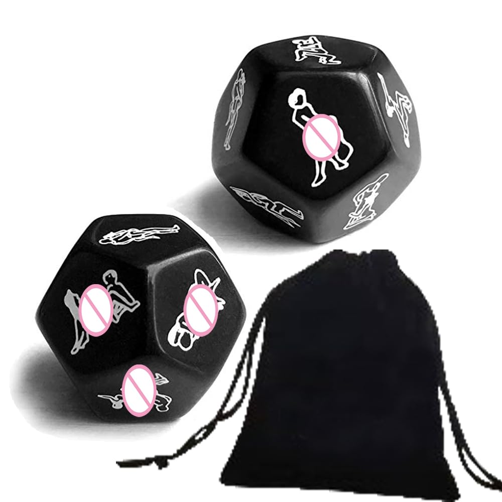 2Pcs Romantic Love Art Dice Games Couple Love Dice Set for Adult - Funny Couple Dice Pocket Dice Erotic Party Dice - 12 Sides Positions Naughty Dice
