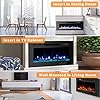Cozy Daisy Electric Fireplace Heater, Wall Mounted and in-Wall Recessed, Touch Screen, Realistic 12 Color Flame, Remote Controller/Log & Crystal Hearth Options, 750W-1500W,Black (70 inch) #3